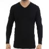 Camiseta manga alarga cuello pico algodón afelpado